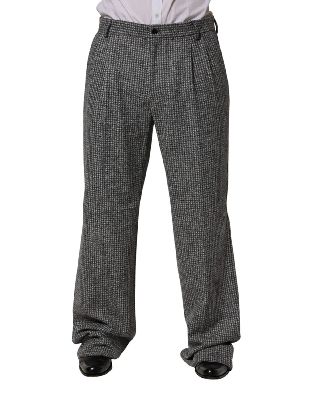 Dolce & Gabbana Gray Houndstooth Straight Dress Trouser Pants