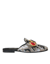 Dolce & Gabbana Gray Jacquard Crystal Mule Flat Sandals Shoes - EU40/US9.5 - Flats