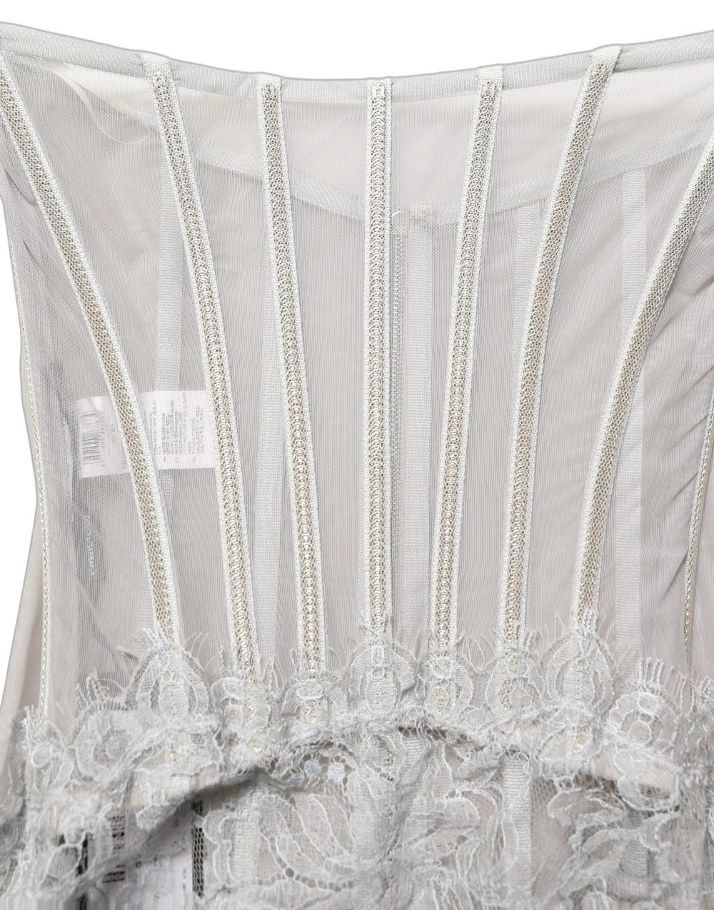 Dolce & Gabbana Gray Lace Corset Style Bodice Maxi Dress - IT40|S