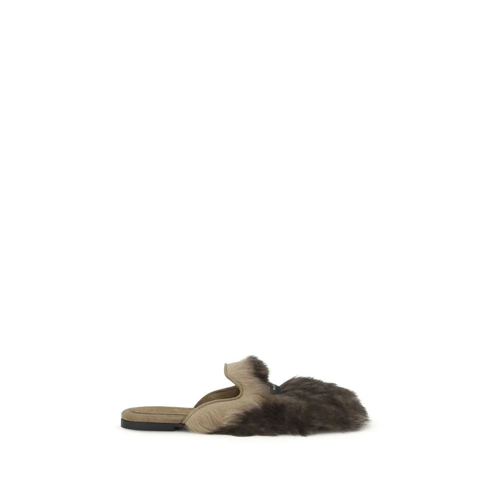Dolce & Gabbana Šedé beránčí papuče Ovis Aries Aries