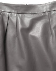 Dolce & Gabbana Gray Leather High Waist Pencil Cut Midi Skirt - IT40|S