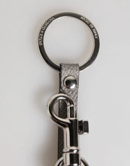 Dolce & Gabbana Gray Leather Logo Metal Ring Keychain Holder Men Keyring - Keychains