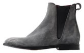 Dolce & Gabbana Gray Leather Men Ankle Boots Shoes - EU39/US6