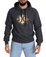 Dolce & Gabbana Gray Logo Cotton Hooded Sweatshirt Sweater - IT50 | L - Hoodies
