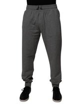 Dolce & Gabbana Gray Logo Cotton Jogger Men Sweatpants Pants - Joggers