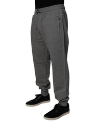 Dolce & Gabbana Gray Logo Cotton Jogger Men Sweatpants Pants - Joggers