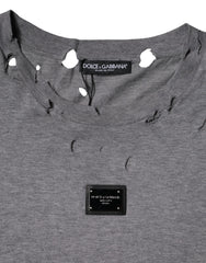Dolce & Gabbana Gray Logo Crew Neck Short Sleeves T-shirt - IT54 | XL - T-Shirts