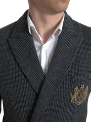 Dolce & Gabbana Gray Logo Embroidery Double Breasted Blazer - IT48 | M - Sport Jackets