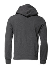 Dolce & Gabbana Gray Logo Patch Hooded Sweatshirt Sweater - IT46 | S - Hoodies