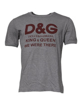 Dolce & Gabbana Gray Logo Print Cotton Crew Neck Men T-shirt - T-Shirts