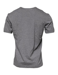 Dolce & Gabbana Gray Logo Print Cotton Crew Neck Men T-shirt - T-Shirts