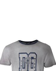 Dolce & Gabbana Gray Logo Print Cotton Crew Neck T-shirt - IT50 | L - T-Shirts