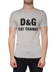 Dolce & Gabbana Gray Logo Print Crewneck Short Sleeve T-shirt - IT44 | XS - T-Shirts