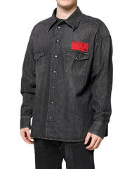 Dolce & Gabbana Gray Long Sleeves Button Down Denim Shirt - Shirts