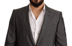 Dolce & Gabbana Gray Metallic MARTINI Slim Fit Set Suit - Pant Suits
