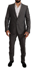 Dolce & Gabbana Gray Metallic MARTINI Slim Fit Set Suit - Pant Suits