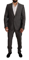 Dolce & Gabbana Gray Metallic MARTINI Slim Fit Set Suit - Pant Suits