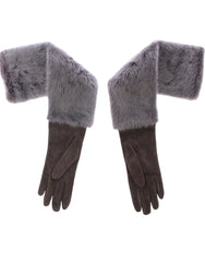 Dolce & Gabbana Gray Mink Fur Lambskin Suede Leather Gloves - Gloves & Mittens