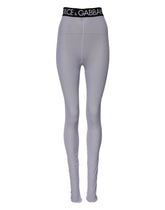 Dolce & Gabbana Gray Nylon DG Logo Mid Waisted Leggings Pants - IT40|S - Leggings