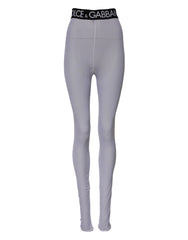 Dolce & Gabbana Gray Nylon DG Logo Mid Waisted Leggings Pants - IT40|S - Leggings