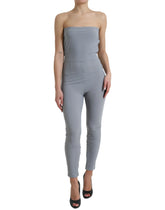 Dolce & Gabbana Gray Nylon Strapless Bodycon Jumpsuit Dress - IT40|S