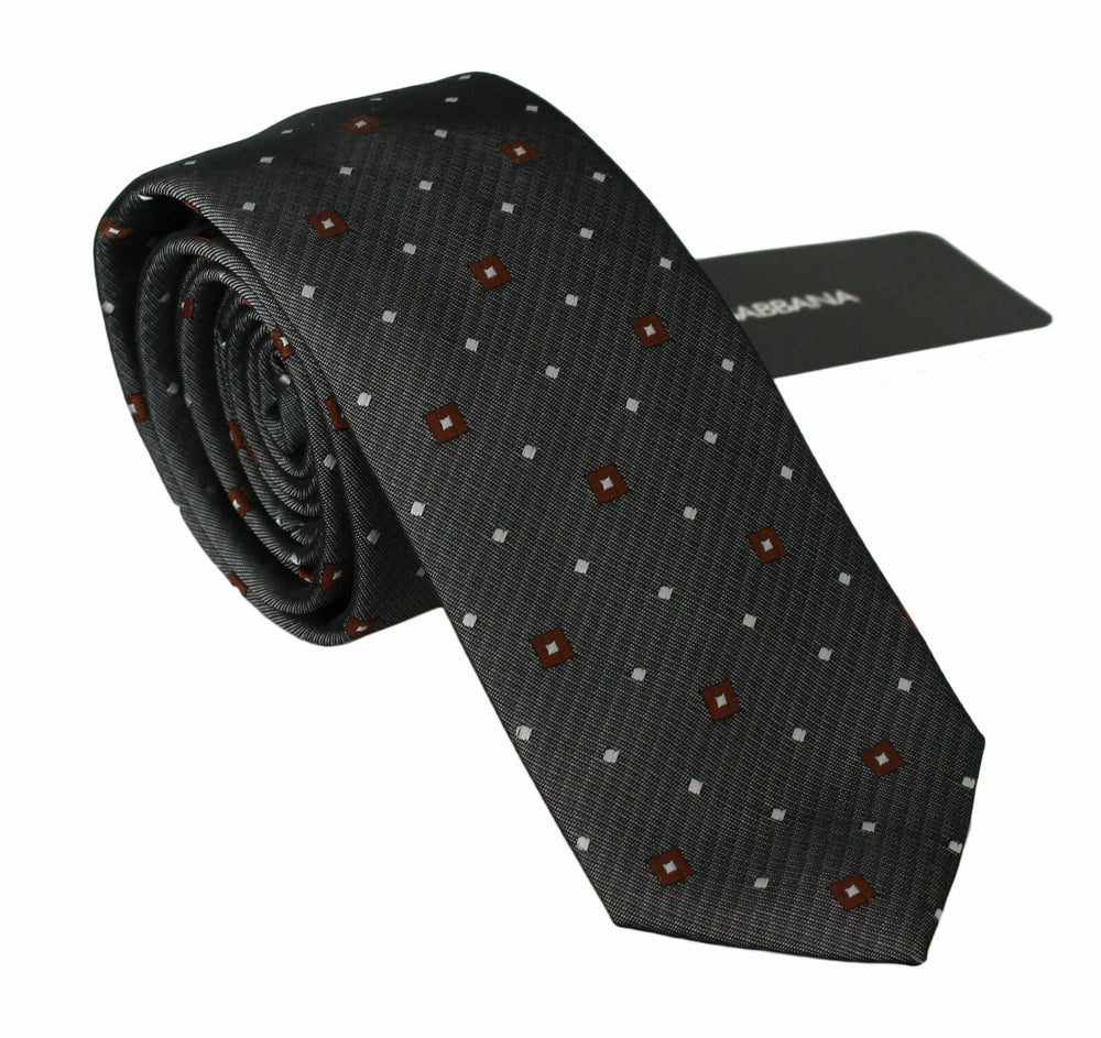 Dolce & Gabbana Gray Patterned Classic Mens Slim Necktie - Neckties
