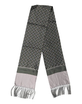 Dolce & Gabbana Gray Patterned Fringes Neck Foulard Scarf