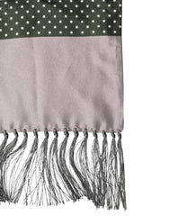 Dolce & Gabbana Gray Patterned Fringes Neck Foulard Scarf