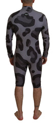Dolce & Gabbana Gray Patterned Polyester Wetsuit Swimwear - IT48 | M - One-Piece Swimsuits