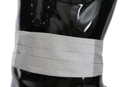 Dolce & Gabbana Gray Patterned Waist Belt Silk Cummerbund - Traditional Clothing Accessories