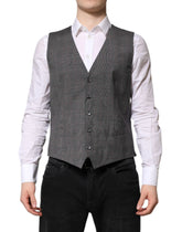Dolce & Gabbana Gray Plaid Wool Formal Dress Waistcoat Vest - Vests