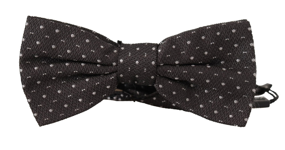 Dolce & Gabbana Gray Polka Dot 100% Silk Neck Papillon Tie - Neckties