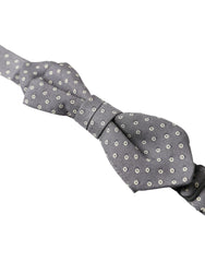 Dolce & Gabbana Gray Polka Dots Silk Adjustable Neck Papillon Bow Tie - Neckties
