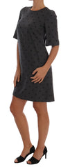 Dolce & Gabbana Gray Polka Dotted Sheath Wool Dress - IT40|S - Dresses