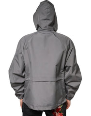 Dolce & Gabbana Gray Polyester Hooded Men Full Zip Jacket - IT48 | M - Windbreakers
