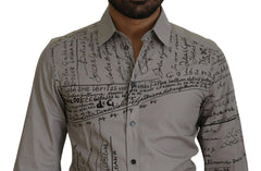 Dolce & Gabbana Gray Printed Cotton Slim Dress GOLD Shirt - IT37 | XS - Shirts