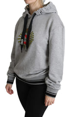Dolce & Gabbana Gray Printed Hooded Exclusive Logo Sweater - IT38|XS - Hoodies