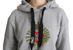 Dolce & Gabbana Gray Printed Hooded Exclusive Logo Sweater - IT38|XS - Hoodies