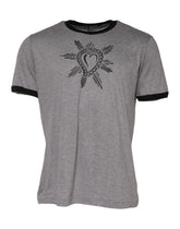 Dolce & Gabbana Gray Sacred Heart Cotton Crew Neck T-shirt - IT52 | XL - T-Shirts