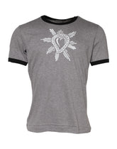 Dolce & Gabbana Gray Sacred Heart Cotton Crew Neck T-shirt - T-Shirts