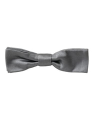 Dolce & Gabbana Gray Satin Silk Adjustable Neck Men Papillon Bow Tie - Neckties