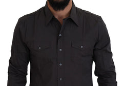 Dolce & Gabbana Gray SICILIA Slim Fit Stretch Dress Shirt - IT41 | L - Shirts