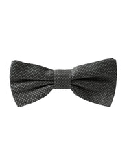 Dolce & Gabbana Gray Silk Patterned Adjustable Neck Men Bow Tie - Neckties