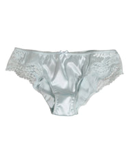 Dolce & Gabbana Gray Silk Satin Floral Lace Panty Brief Underwear - IT4 | L