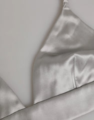 Dolce & Gabbana Gray Silk Satin Triangle Soft Cup Bra Underwear - IT2 | S - Bras