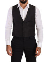 Dolce & Gabbana Gray Silk Slim Fit Waistcoat Formal Vest - IT48 | M - Vests