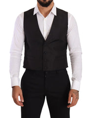 Dolce & Gabbana Gray Silk Slim Fit Waistcoat Formal Vest - IT48 | M - Vests
