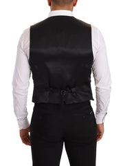 Dolce & Gabbana Gray Silk Slim Fit Waistcoat Formal Vest - IT48 | M - Vests
