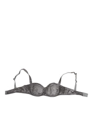 Dolce & Gabbana Gray Silk Underwired Balconette Bra Underwear - IT2 | S - Bras
