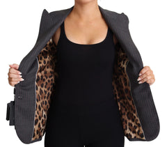 Dolce & Gabbana Gray Single Breasted Fitted Blazer Wool Jacket - IT36 | XS - Sport Jackets